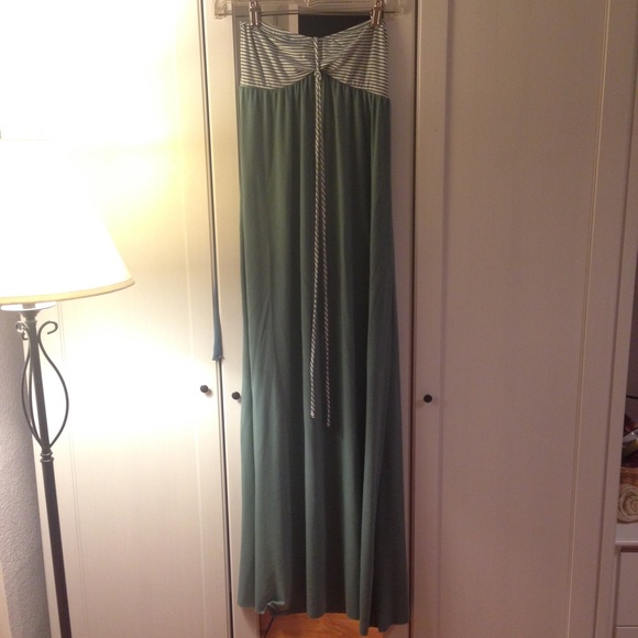 Dark sea foam strapless maxi dress (barely worn)