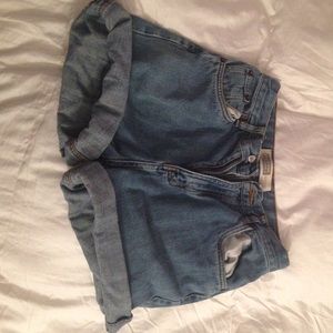 High waisted denim shorts