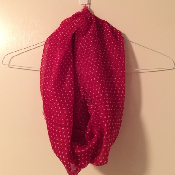 NWOT red & white polka-dots lightweight  scarf.