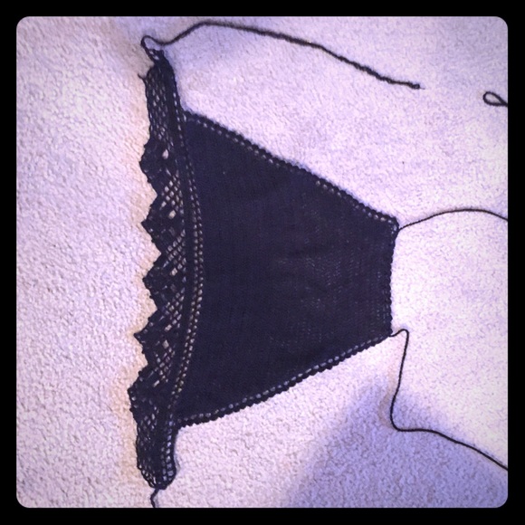 Black crotchet crop top