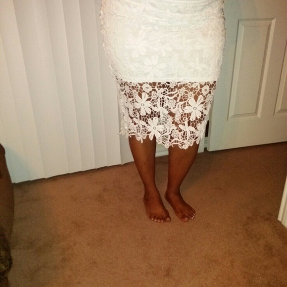 Beautiful white crochet high waist skirt