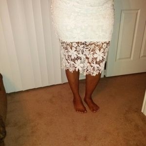 Beautiful white crochet high waist skirt