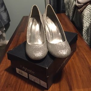 Silver sparkly high heels!