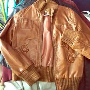 Women's Leather Jacket Camel Medium