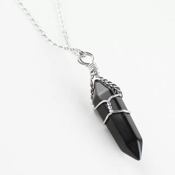 Black Onyx Wire Wrapped Necklace