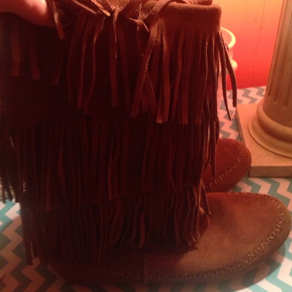 Brown moccasin boots