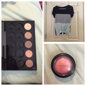 Palette, blush, strobe cream and shirt bundle.