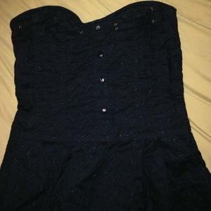 Black eyelet tube dress with pockets