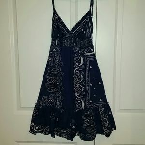 Guess jeans navy blue paisley dress