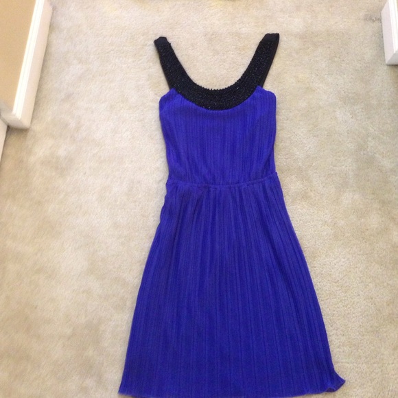 Purple and black pleated cocktail dress NWOT