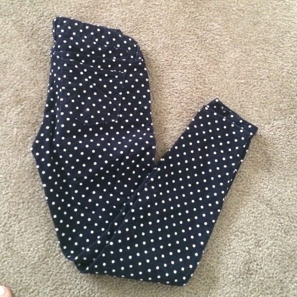 J. Crew Pants - J crew blue and white polka dot cords