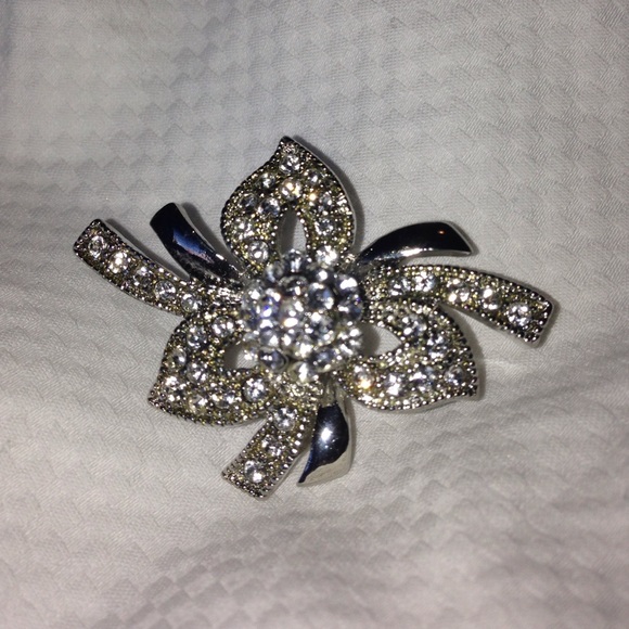 Vintage Silver and Rhinestone Brooch - Picture 1 of 3