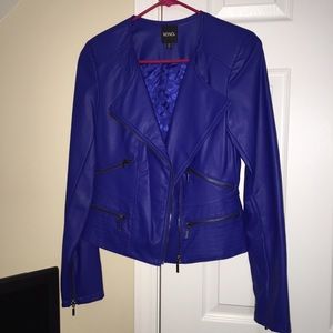 Cobalt blue Moto jacket.