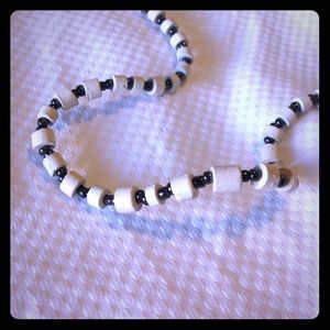 White and Black Beaded Necklace