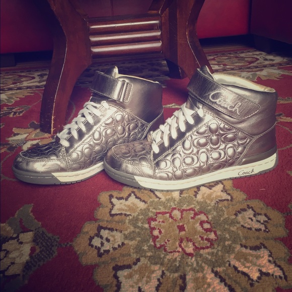 Metallic Coach high top sneakers