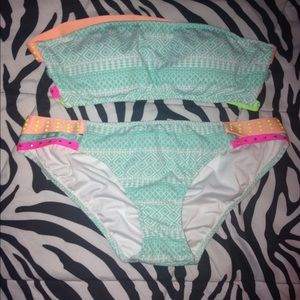 Neon Tribal Print Bathing Suit