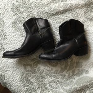 Frye black zip up booties
