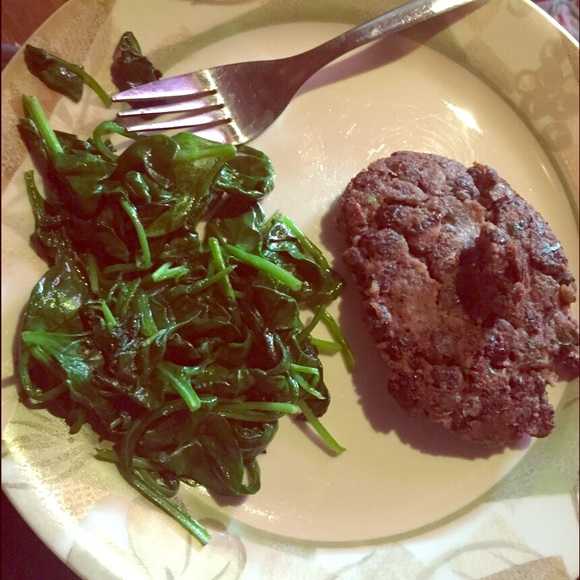 Black Bean Burger W/ Sautéed Spinach