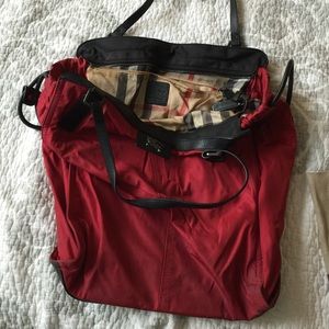 Burberry Nylon Tote. 100% Authentic. Red