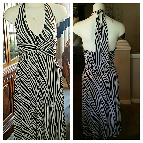 Halter Back Zebra Print Dress - Picture 2 of 4