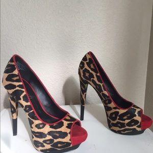 Boutique9 red/leopard high heels