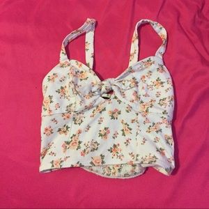 White flowered crop top