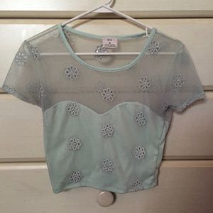 Sheer Mesh Flower Crop Top (Urban Outfitters)