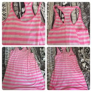 VS PINK tank top and purple shirt.