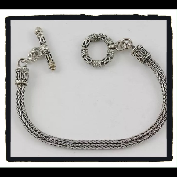 925 Sterling Silver Bali naga tulang bracelet