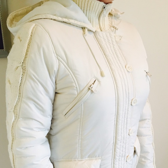 Women's Guess Jeans Large Long White Coat - Picture 3 of 4