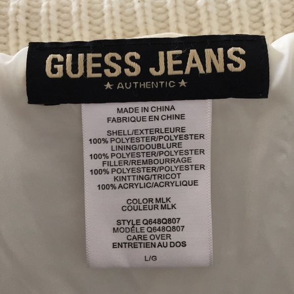 Women's Guess Jeans Large Long White Coat - Picture 4 of 4