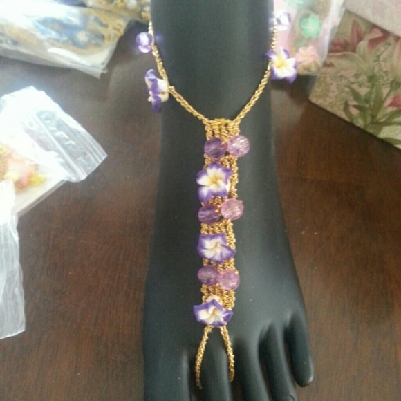 Beautiful Foot Jewelry!! Purple and Gold!!