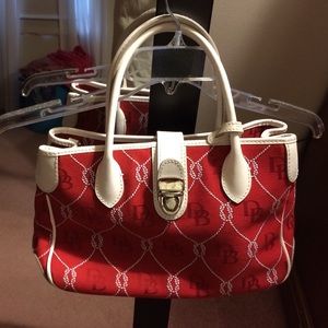 Authentic red & white Dooney & Bourke tote