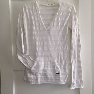 Roxy white striped lightweight hooded sweater