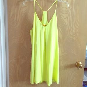Alice + Olivia Yellow Fierra Y Back Tank Dress