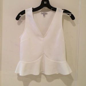 Zara peplum crop top white