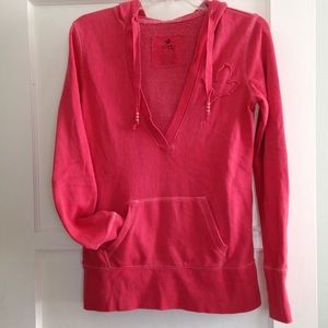 Strawberry pink/red V neck hoodie