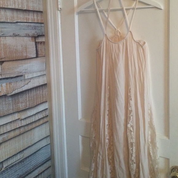 ivory sheer lace strappy dress