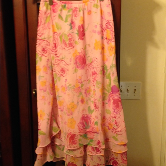Pink tea length skirt