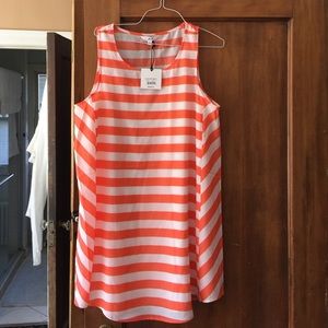 Orange and cream striped dress