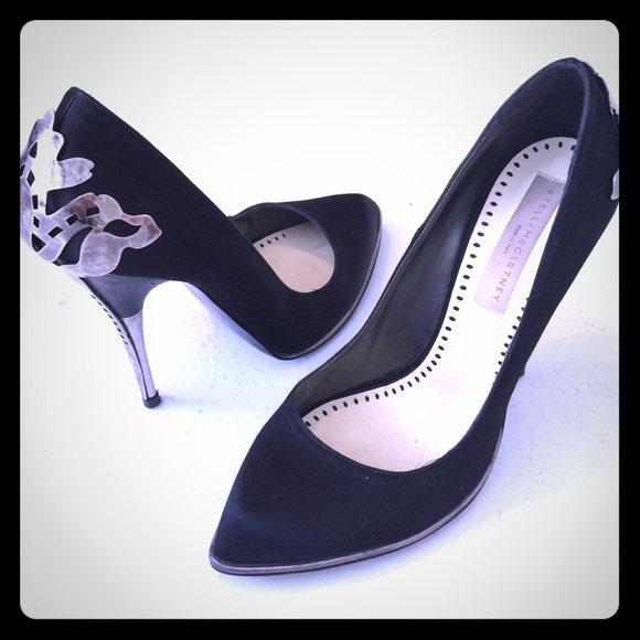 Stella McCartney Satin Metal Filigree Pumps