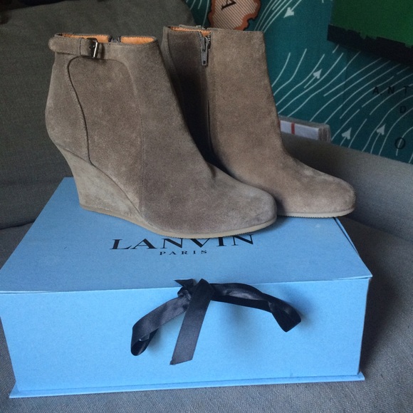 Lanvin Suede Wedge Booties