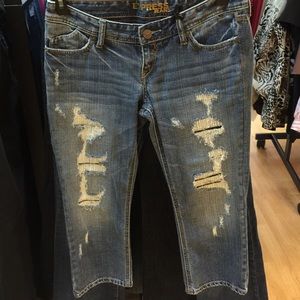 express distressed crop jeans