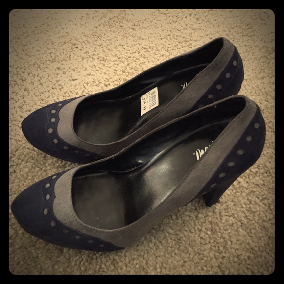 Navy blue and gray heels