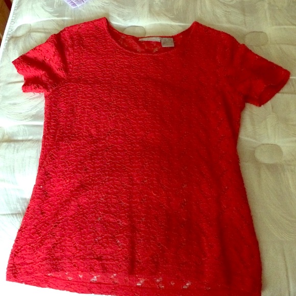 Red, Semi-Transparent Blouse