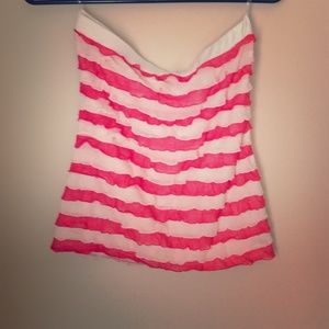 Pink and White Ruffle Tube Top☀️
