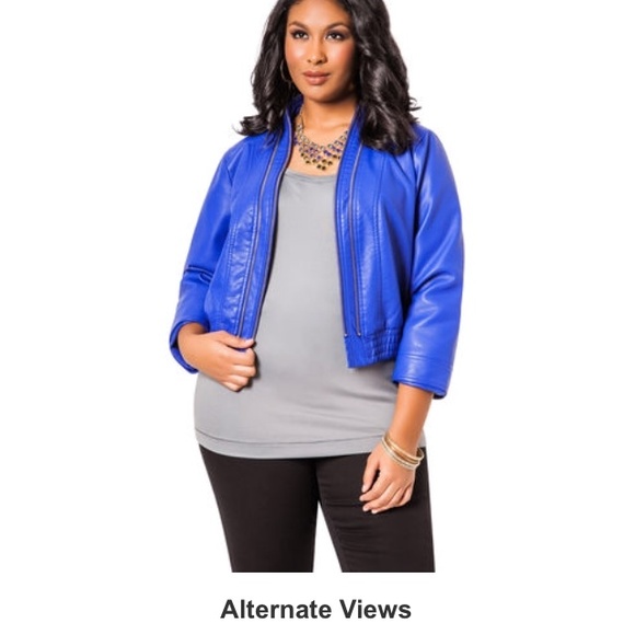 Zipper trim pleather Bolero Jacket