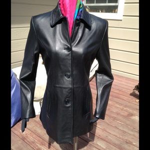 LIZ CLAIBORNE Black Leather Jacket