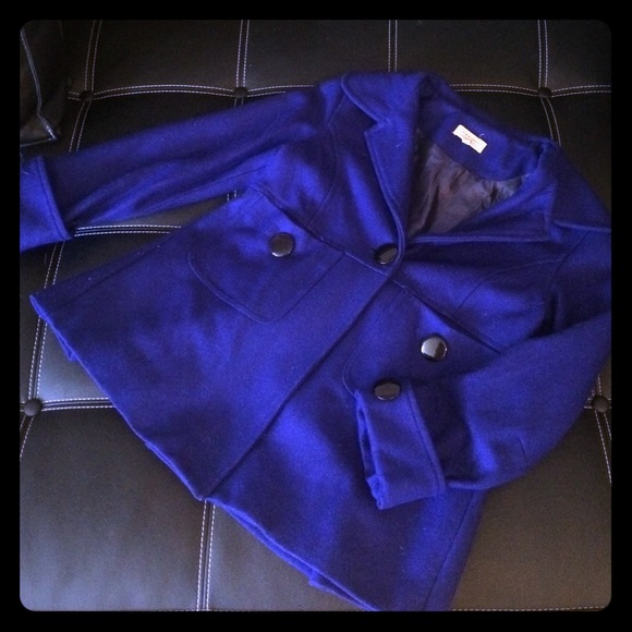 Flirty feminine indigo blue wool jacket