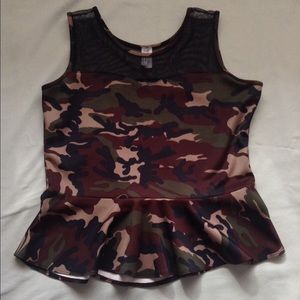 Camoflauge Peplum Top (runs small)
